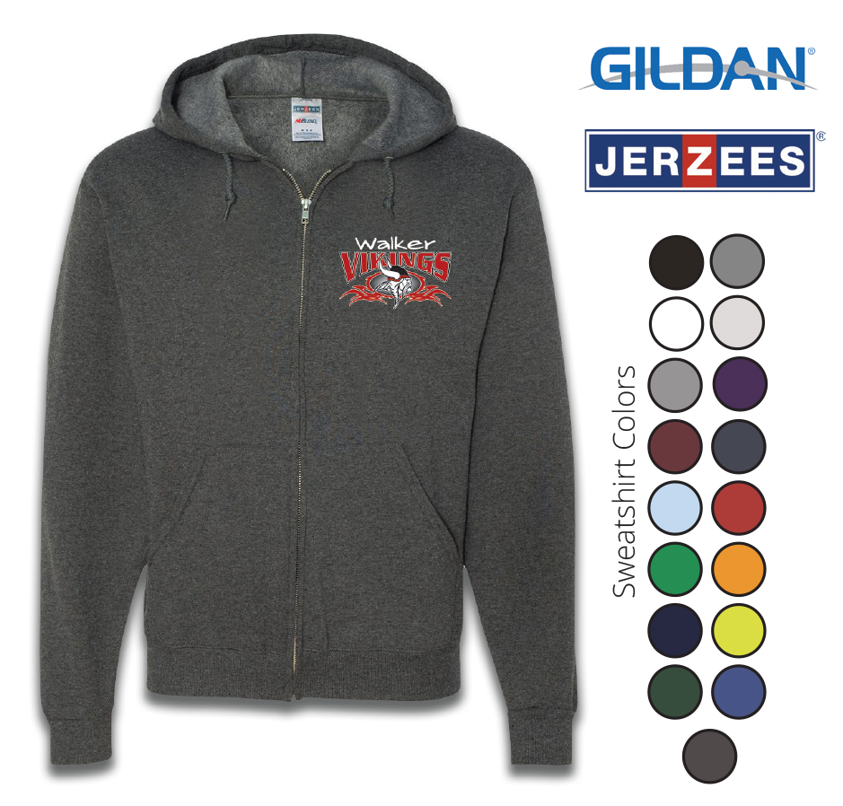 PE Uniforms Colors Zip Hooded Sweatshirt